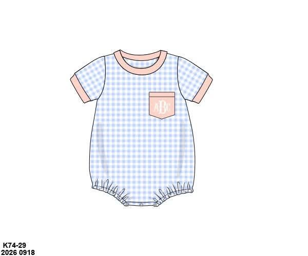 Pre Order 150: Layna Floral & Gingham- Boys Knit Bubble