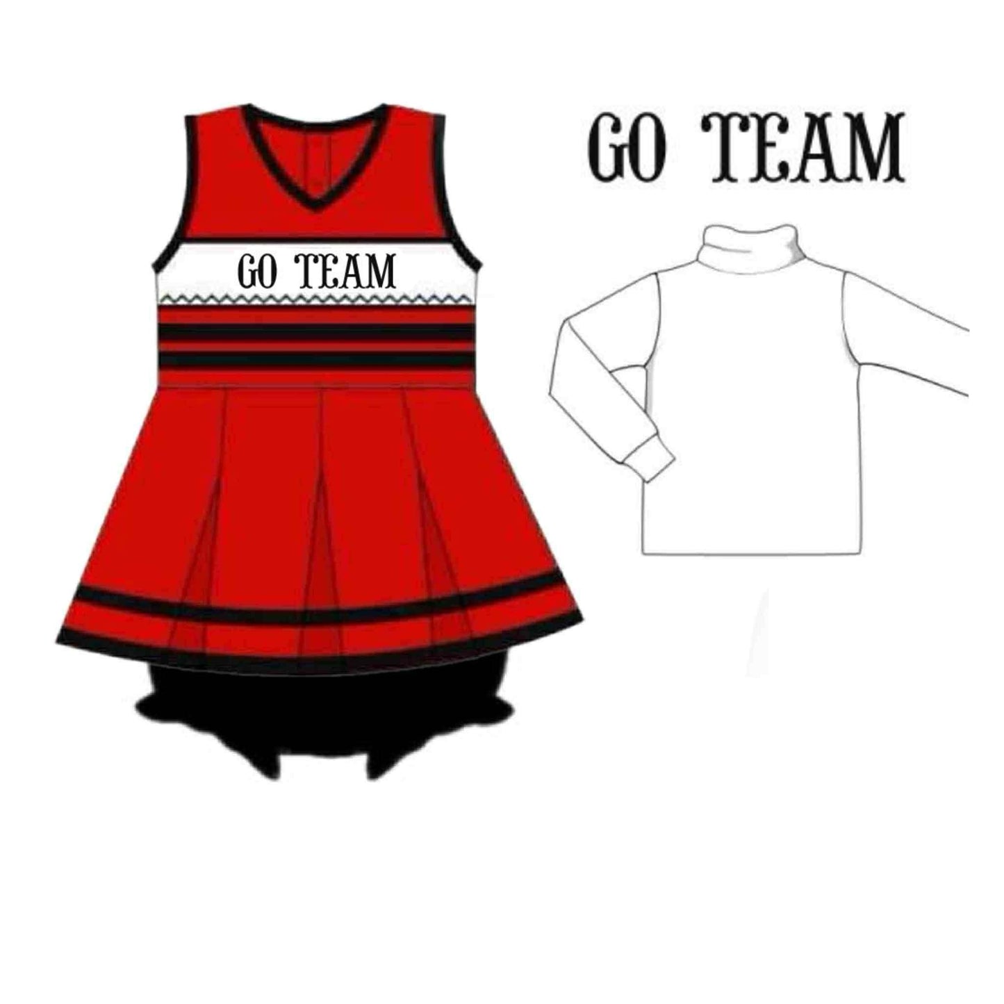 Pre Order 140: Team Spirit- Red & Black Girls 2pc Cheer Bubble