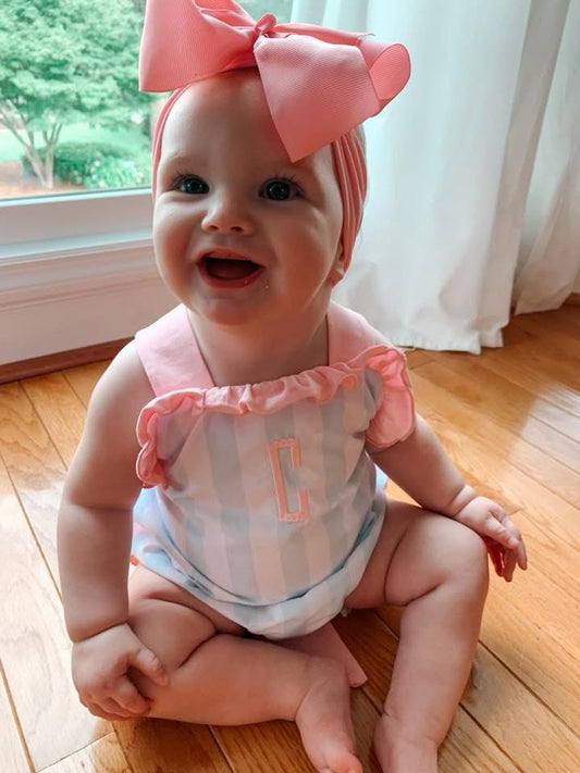 RTS: Pastel Stripes- Girls Woven Sunsuit (Without Monogram)