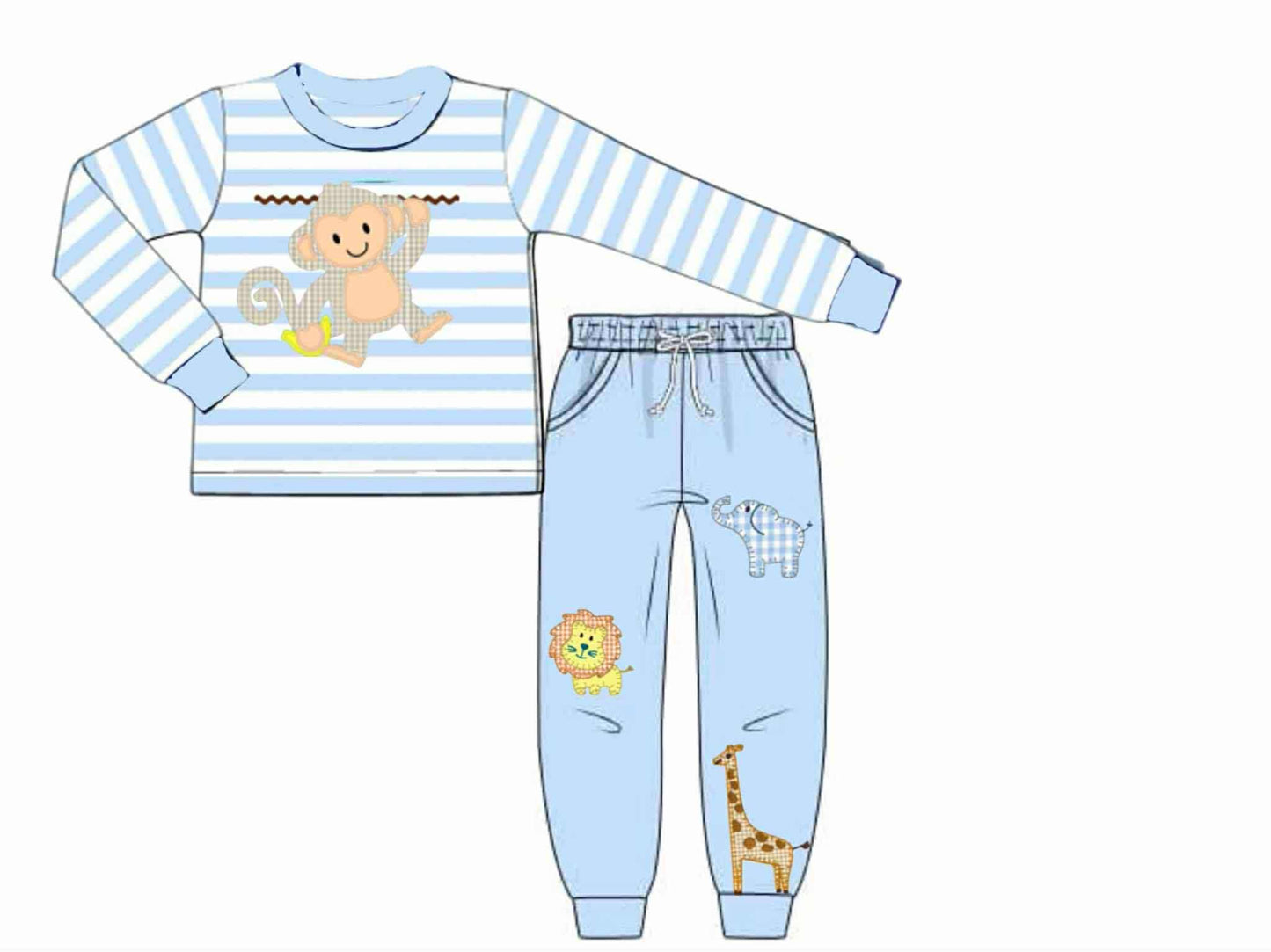 RTS: Safari Appliqué- Boys Knit Jogger Set