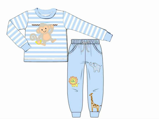 RTS: Safari Appliqué- Boys Knit Jogger Set
