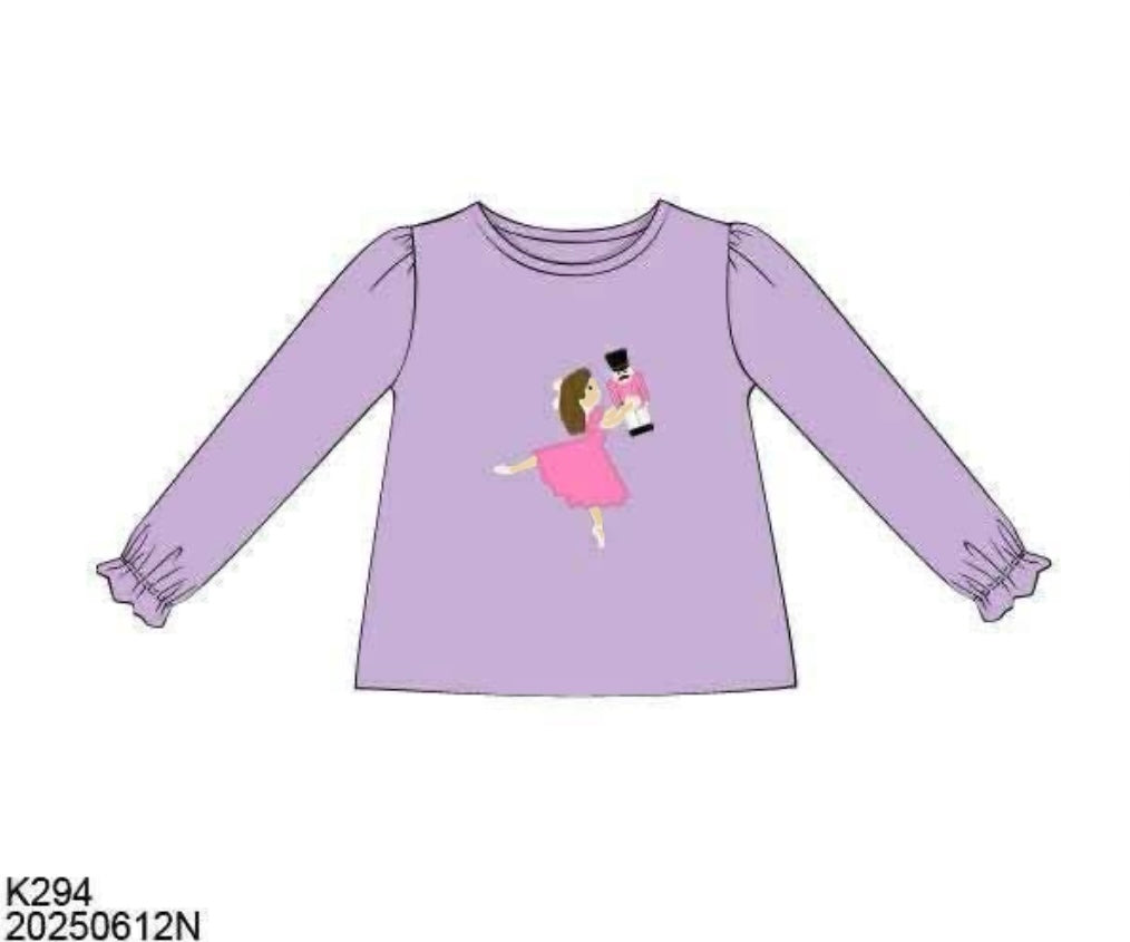 RTS: Christmas Shirt Only- Girls Ballerina Shirt