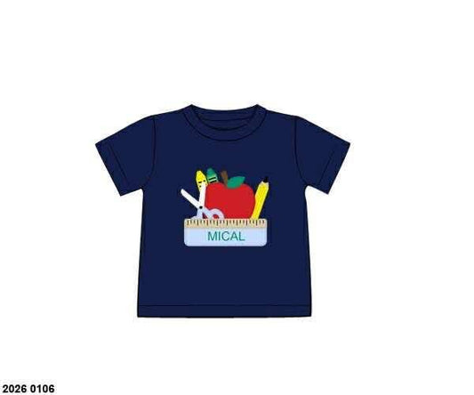 Pre Order 139: BTS Shirt Only- Boys Classroom Appliqué Knit Shirt