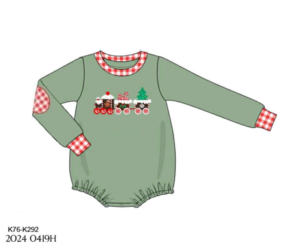 RTS: Gingerbread Train- Boys Knit Bubble (No Monogram)