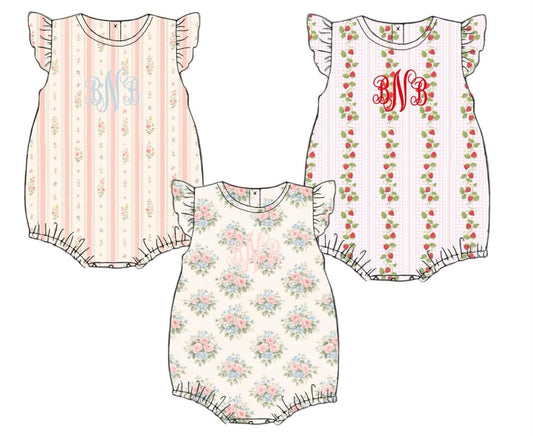 Special Pricing 2.0: 3pc Knit Pack- Girls Dainty Stripe, Kay Kay Floral, & Strawberry Vine Bubbles