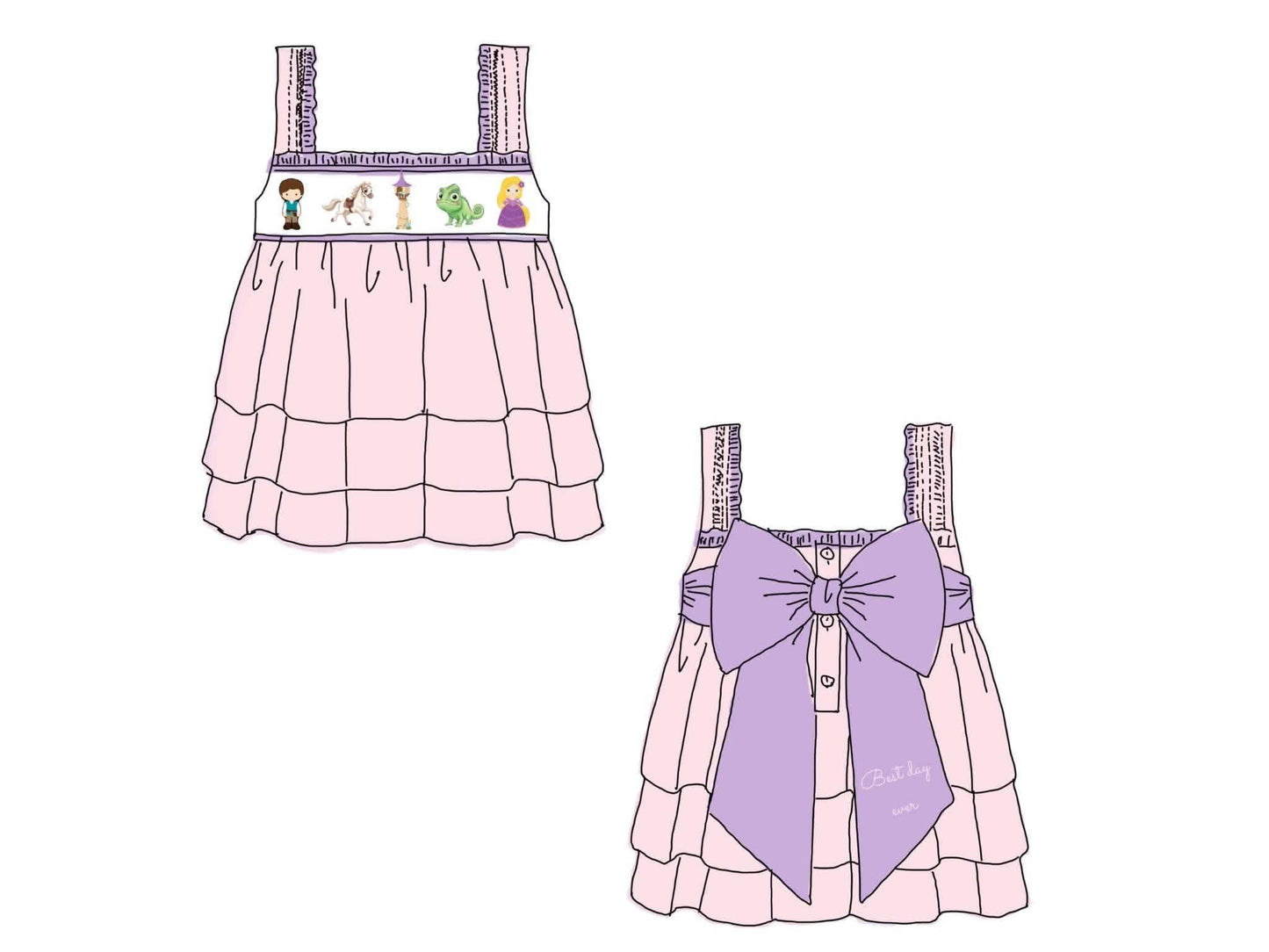 Pre Order 146: Girls Only- Smocked Long Haired Princess Knit Shirt