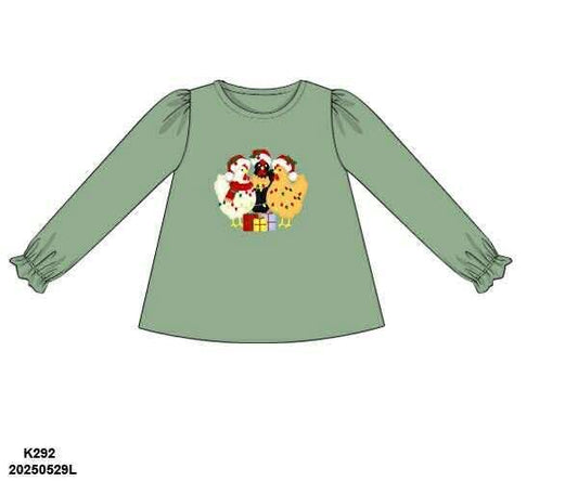 RTS: Christmas Shirt Only- Girls Chicken Shirt