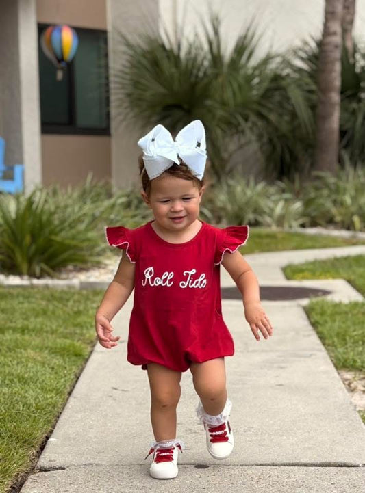 RTS: Girls Chainstitch Knit Bubble- Crimson
