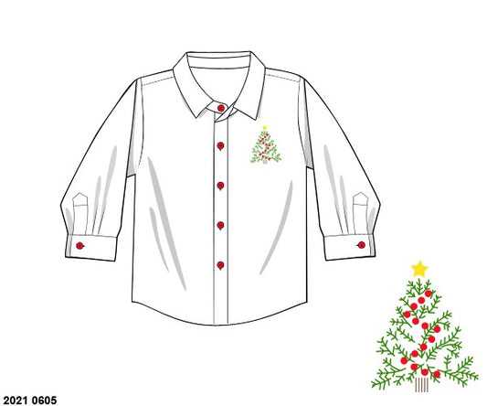 RTS: Anna O' Lane-Embroidered Christmas Tree Button Up