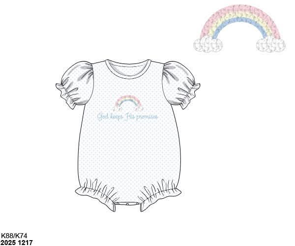 RTS: God's Promise- Girls Knit French Knot Bubble