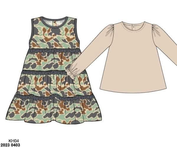 Pre Order 147: Rep Request- Girls 2pc Camo Knit Dress