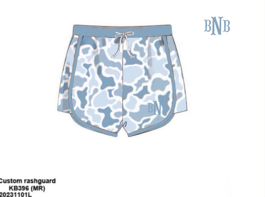 Camo Craze Flash Presale: Swim- Dad/Mini Woven Blue Shorties