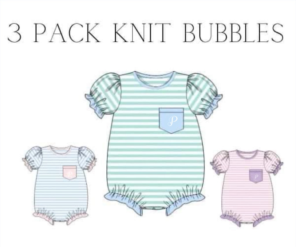 RTS: 3 Pack Knit Bubbles- Girls “P”