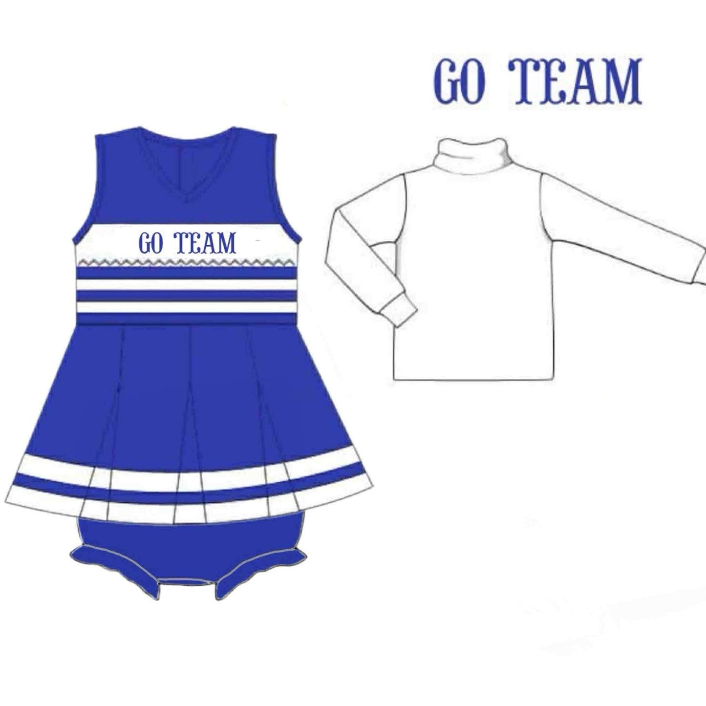 Pre Order 140: Team Spirit- Royal Blue & White Girls 2pc Cheer Bubble