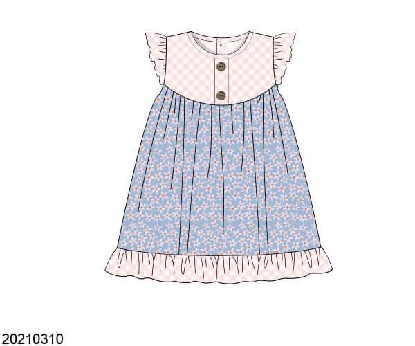 Throwback Pre Order: Girls Only- Blue Floral Knit Dress
