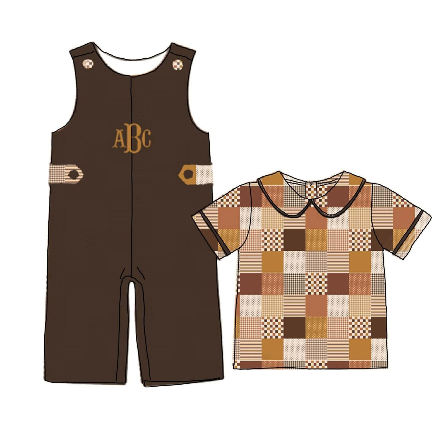 Pre Order 140: Becca's Patchwork- Boys 2pc Longall