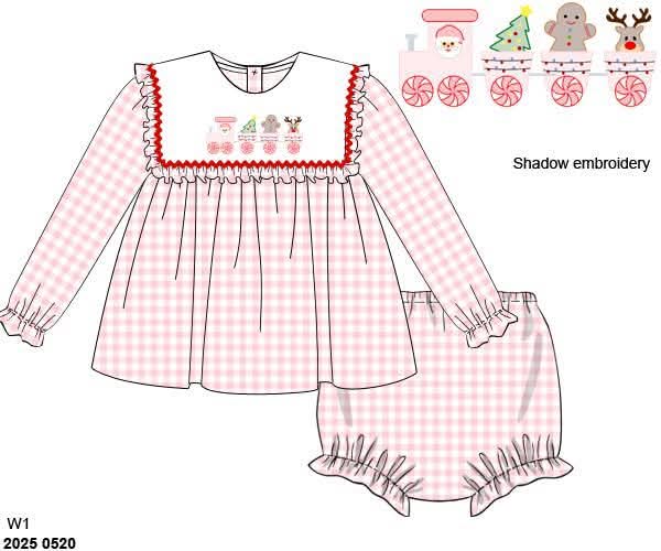 RTS: Candy Cane Caboose- Girls Knit Bloomer Set