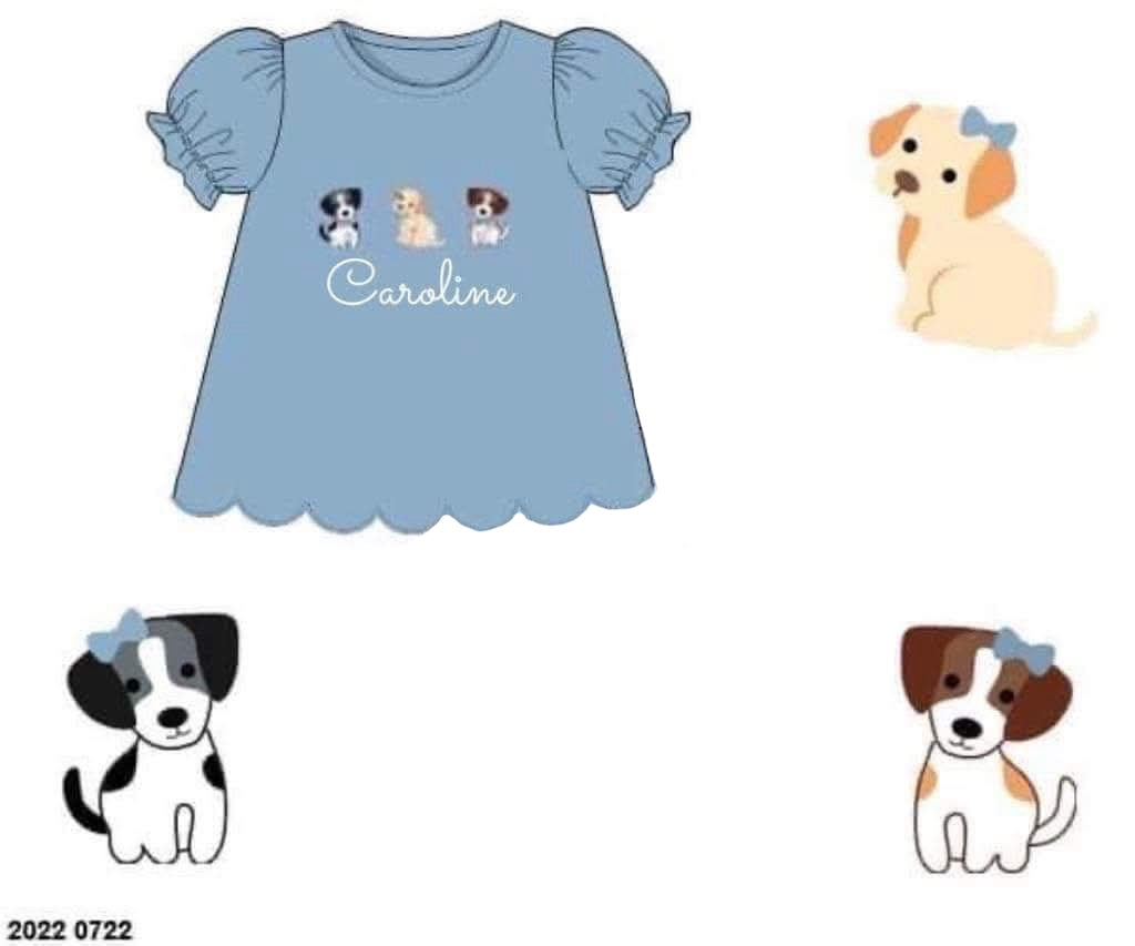 Pre Order 146: Critters- Girls French Knot Puppy Knit Shirt