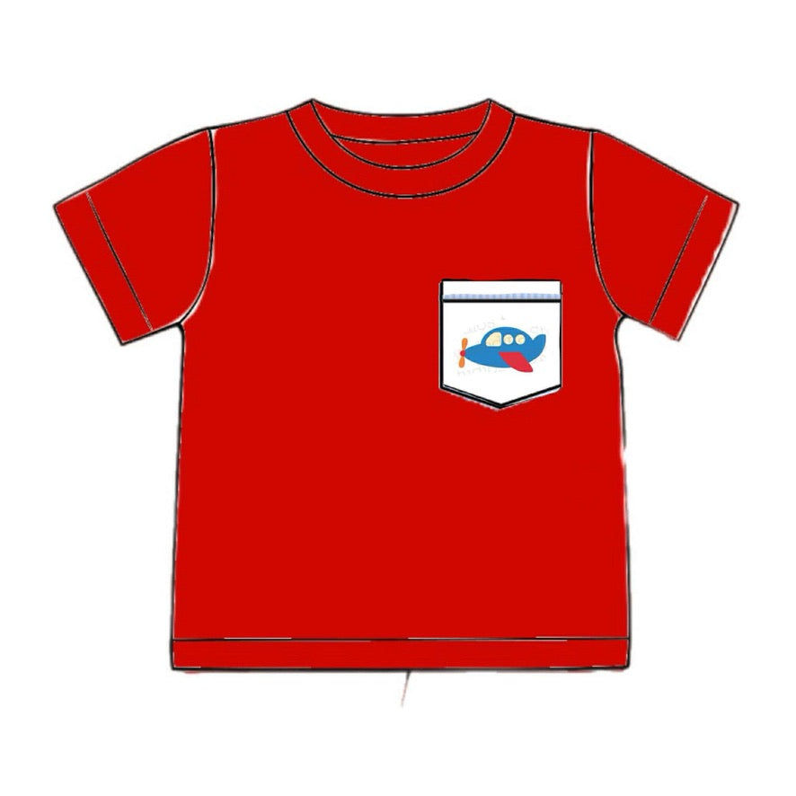 RTS: Boys Mix & Match- Airplane Pocket Knit Shirt