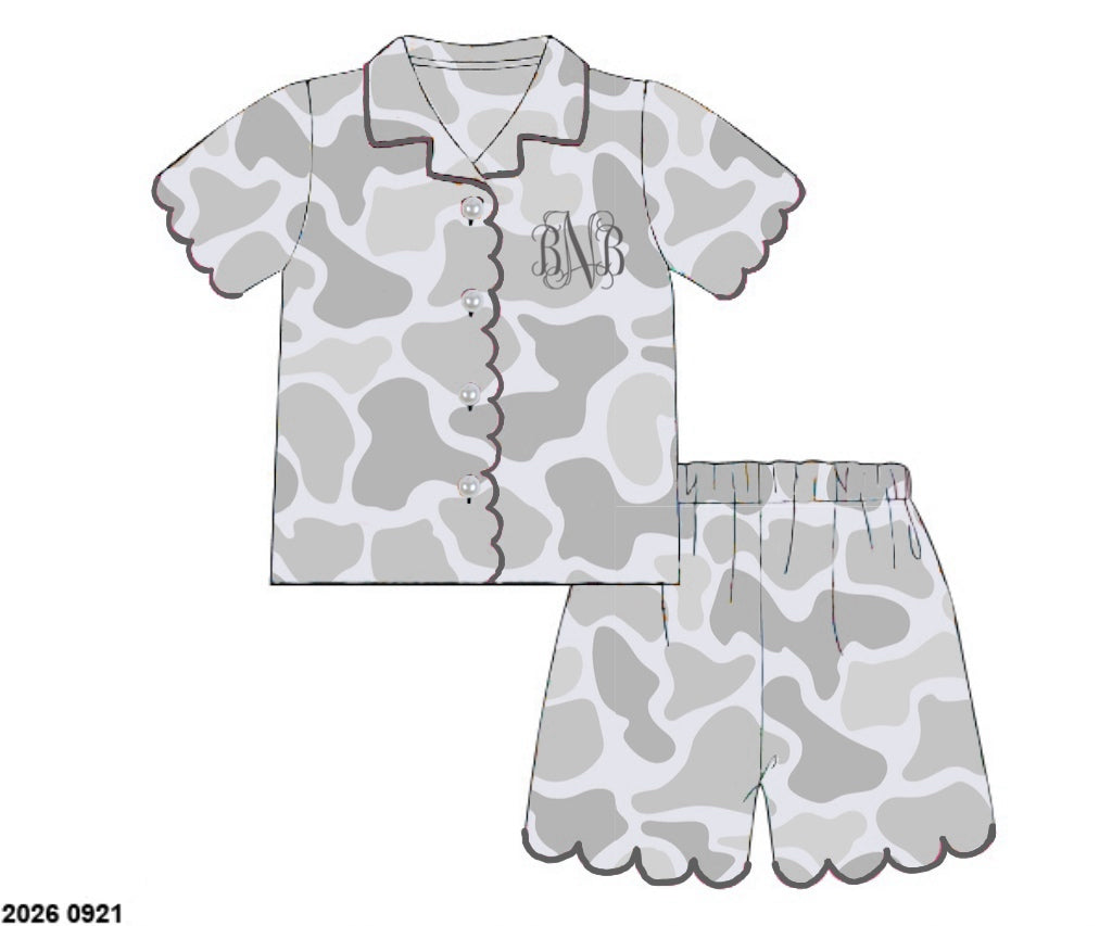 Camo Craze Flash Presale: Lounge- Mom/Mini Gray Satin Button Up Lounge Set