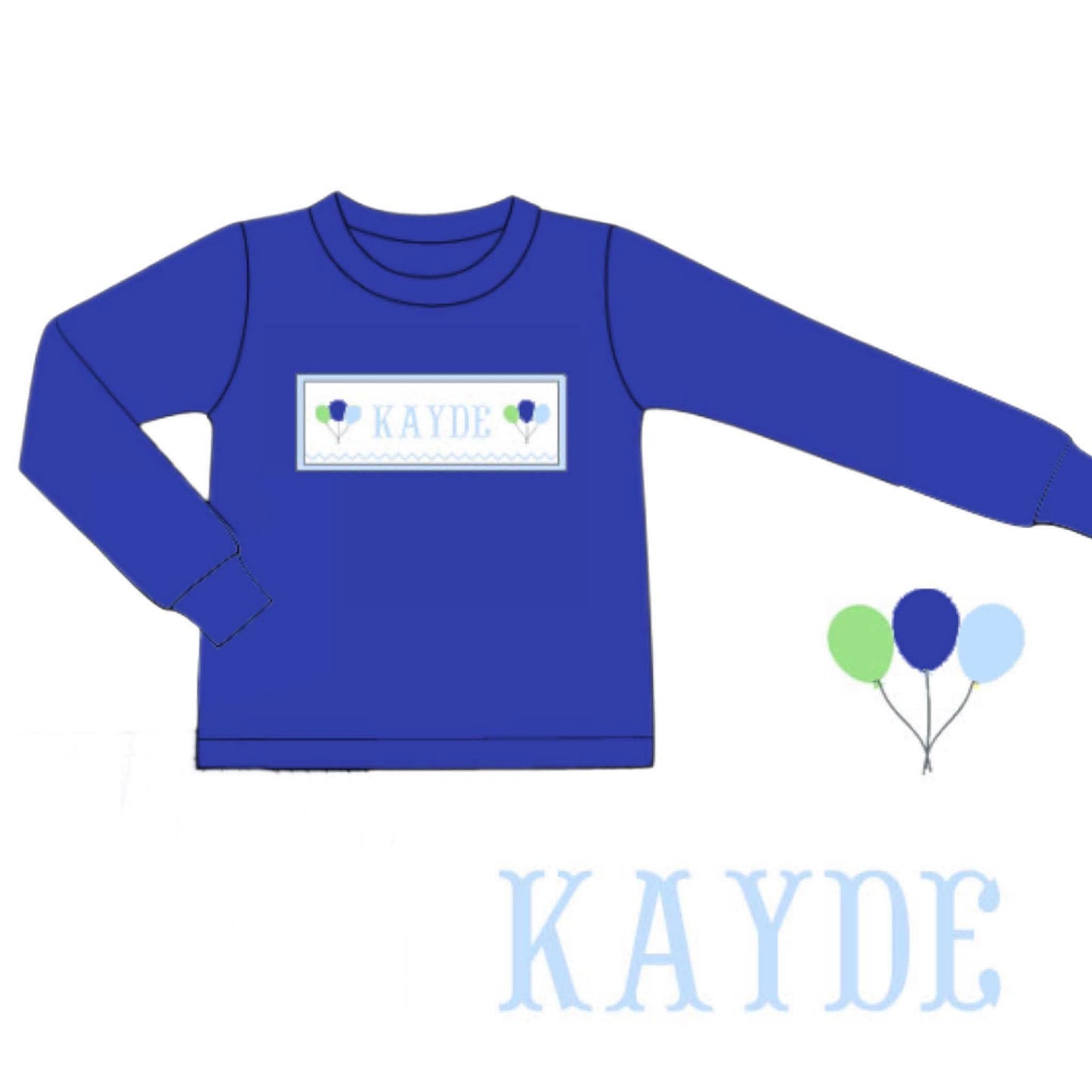 Pre Order 146: Birthday- Boys Balloon Name Smock Knit Shirt
