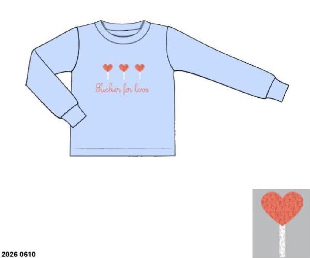 Pre Order 146: Valentine- Boys Sucker For Love Knit Shirt