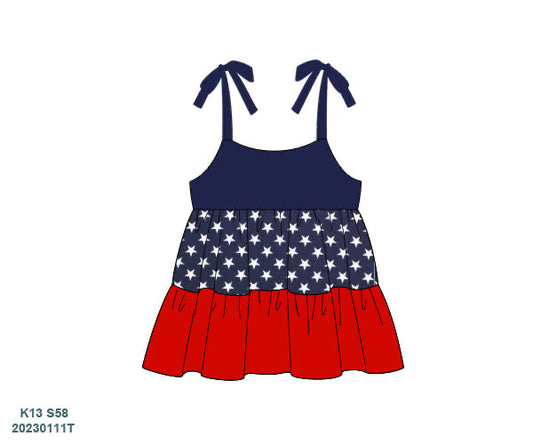 RTS: Navy Stars- Mom/Mini Woven Tie Strap Shirt