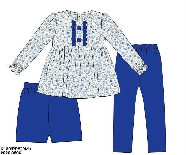 Pre Order 147: Simple 3pc Sets- Girls Penny Floral Knit Set
