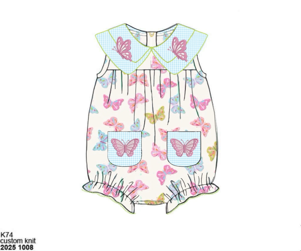 Pre Order 149: Butterflies- Girls Knit Bubble