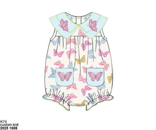 Pre Order 149: Butterflies- Girls Knit Bubble
