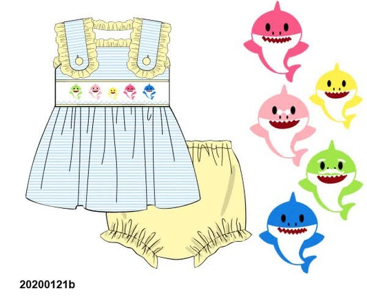 Customer Choice Pre Order 1: Girls Shark Family Knit Bloomer Set