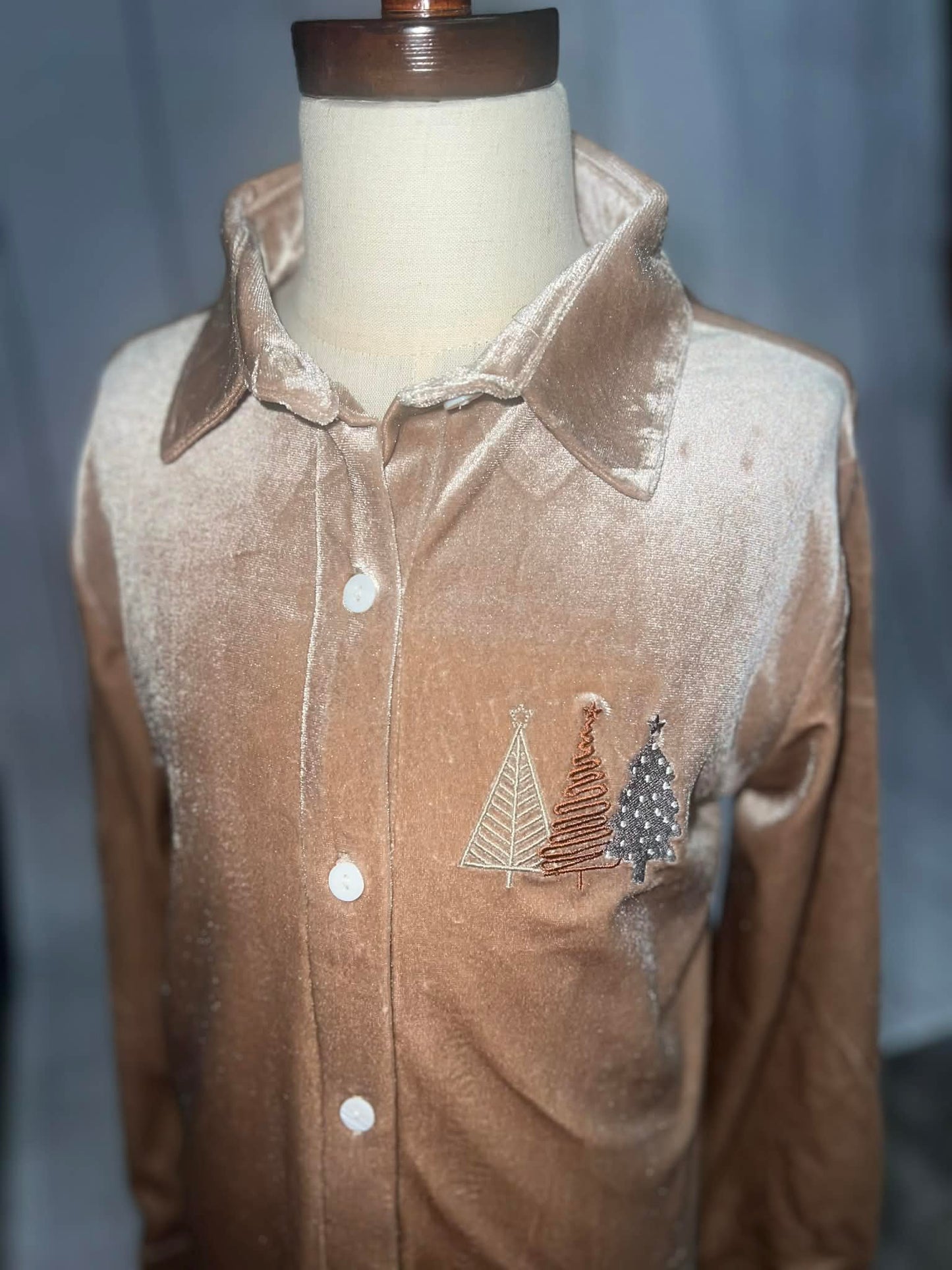 RTS: Velvet Trees- Dad/Mini Button Up Shirt