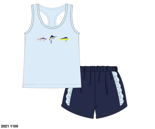 RTS: Sport Fish- Girls Knit Tank Set