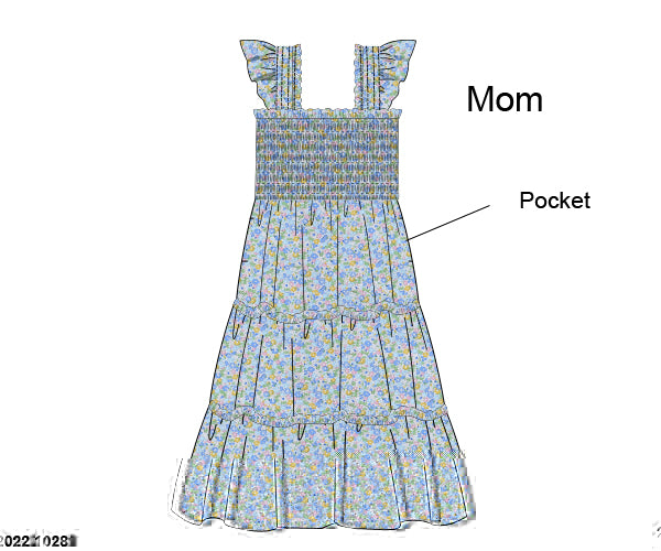 RTS: Azure Floral- Mom Woven Midi Dress
