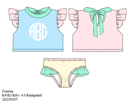 Customer Choice Pre Order 1: Girls Colorblock 2pc Rash Guard Swimsuit