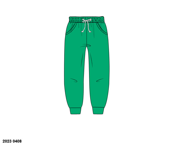 RTS: Christmas Bottoms- Boys Solid Green Knit Joggers