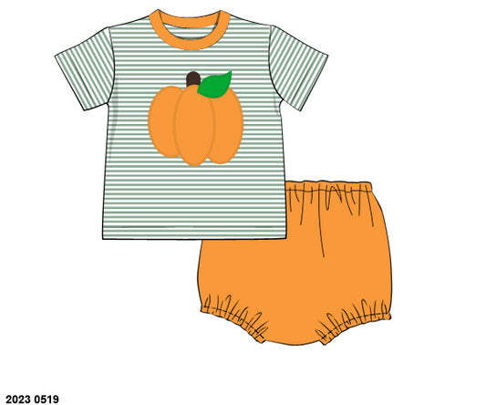 RTS: Orange & Green Pumpkins- Boys Knit Diaper Set
