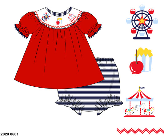 RTS: Carnival Smocks- Girls Knit Bloomer Set