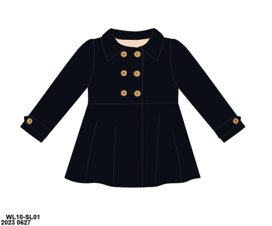RTS: Cardigans & Jackets- Girls / Mom Black Wool Pea Coat