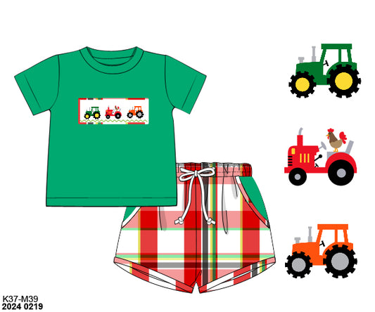 Customer Choice Pre Order 1: Boys Smocked Chicken Tractor Shortie Set