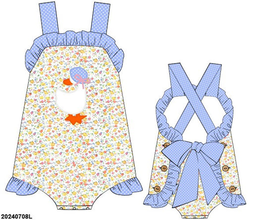 RTS: Girls Only- Mother Goose Woven Sunsuit