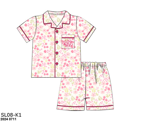 Pre Order 136: Summer Lounge- Floral Satin Mom/Mini 2pc Lounge Set