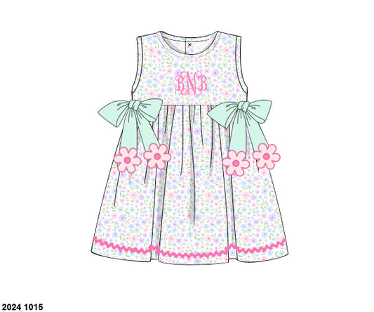 Pre Order 133: Blakely Floral & Collin Stripes- Girls Knit Dress