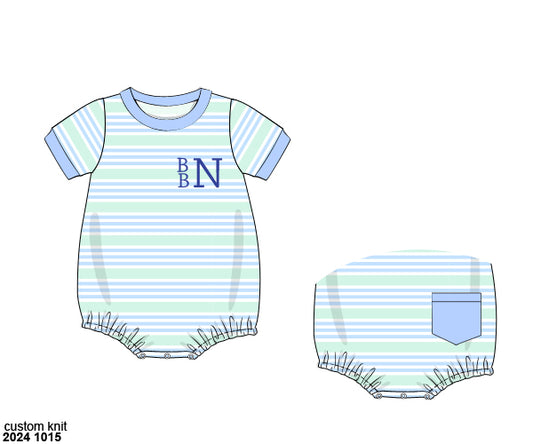 Pre Order 133: Blakely Floral & Collin Stripes- Boys Knit Bubble