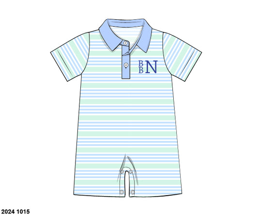 Pre Order 133: Blakely Floral & Collin Stripes- Boys Knit Romper