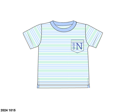 Pre Order 133: Blakely Floral & Collin Stripes- Boys Knit Pocket Shirt