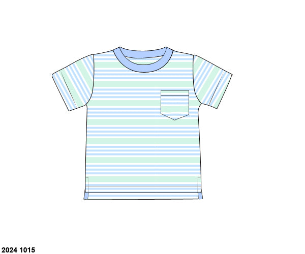 RTS: Blakely Blooms & Collin Stripes- Boys Knit Pocket Tee