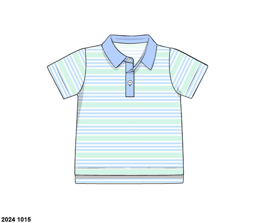 RTS: Blakely Blooms & Collin Stripes- Boys Knit Polo