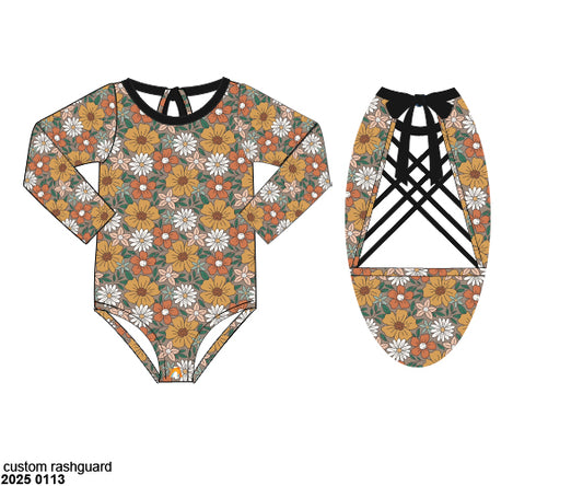 RTS: Cocoa Bay- Girls 1pc Long Sleeve Rash Guard Swim