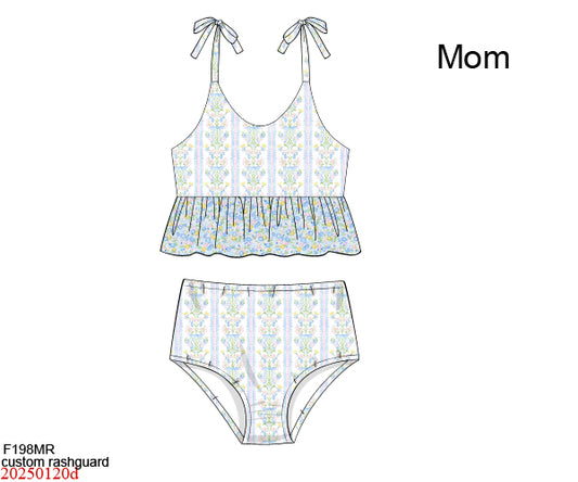 RTS: Matilda Floral & Plaid- Mom/Mini Pink 2pc Rash Guard Swim